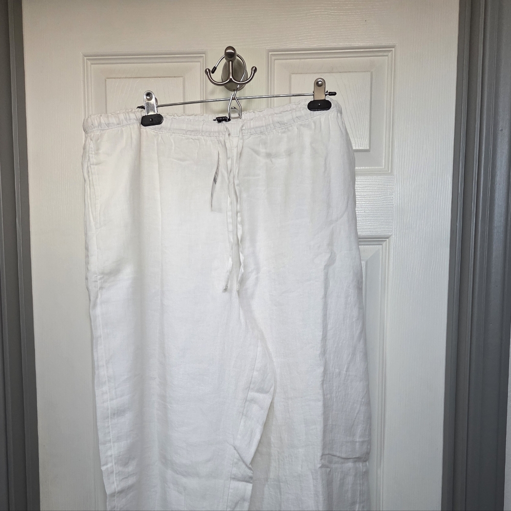 J. Crew White Women's 100% Linen Pants Resortwear Vacay Travel Summer XXL NWT - Picture 9 of 9